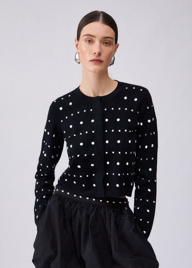 Cardigan de mujer con tachuelas plateadas Tatxes Plata