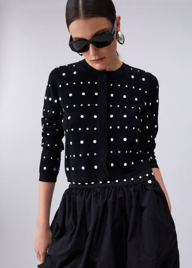 Cardigan de mujer con tachuelas plateadas Tatxes Plata
