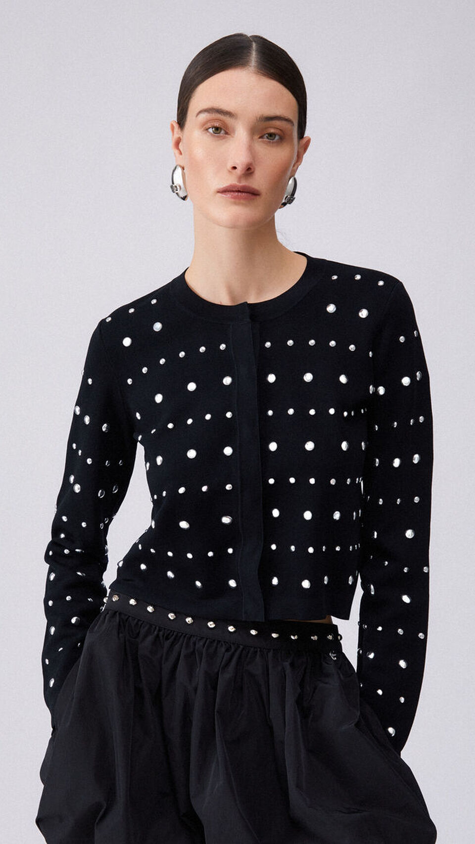 Cardigan de mujer con tachuelas plateadas Tatxes Plata