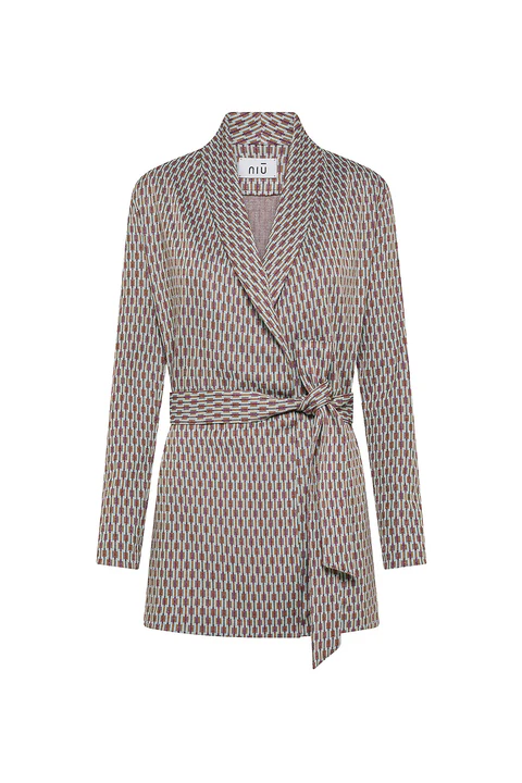 Cardigan de punto con cinturón y detalle de lurex NIU