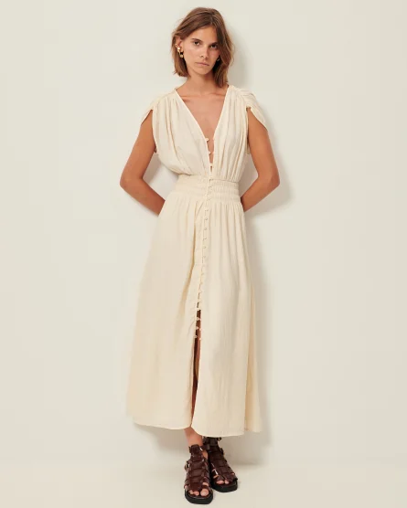 Vestido largo de viscosa Galiane con botones