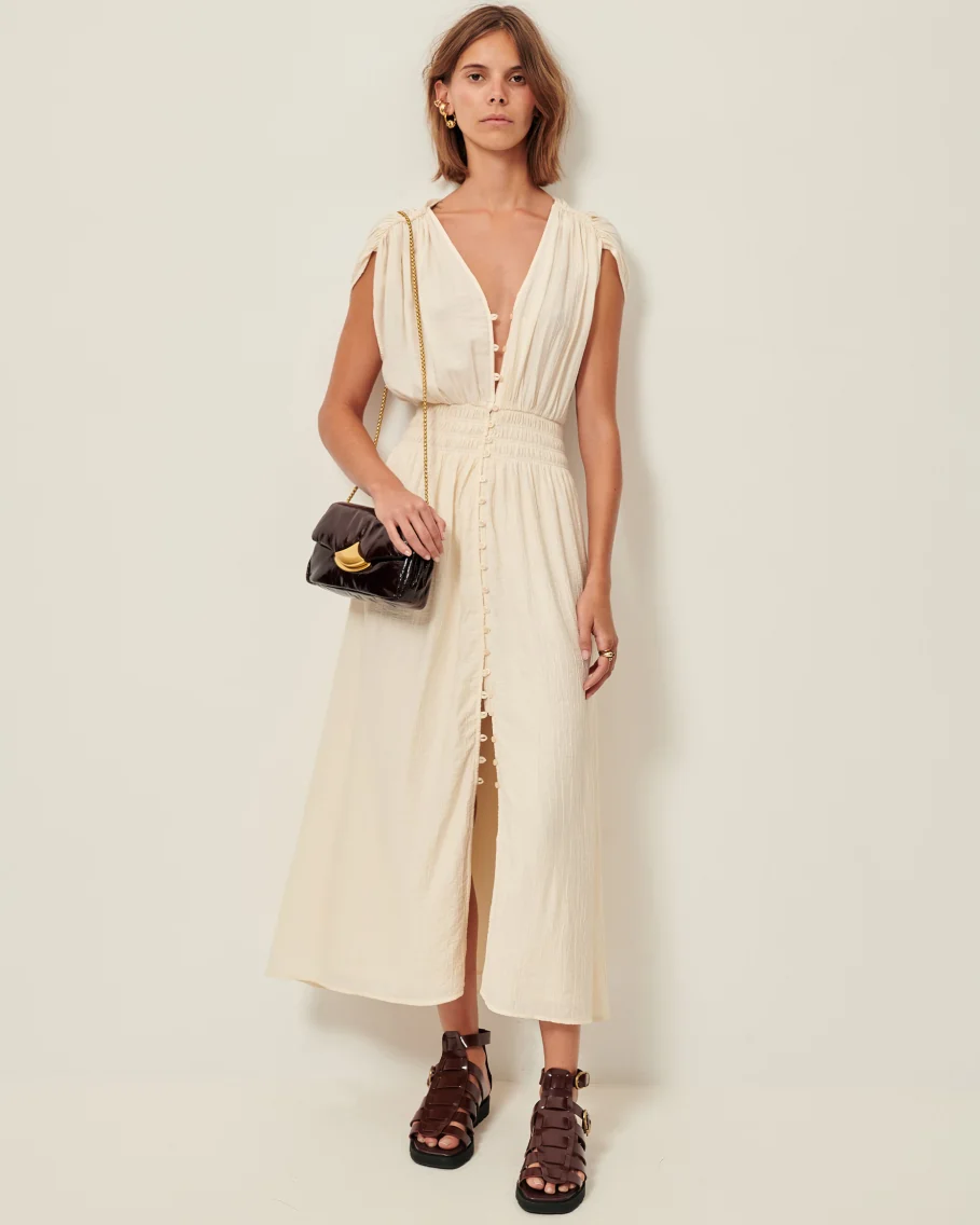 Vestido largo de viscosa Galiane con botones