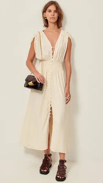 Vestido largo de viscosa Galiane con botones