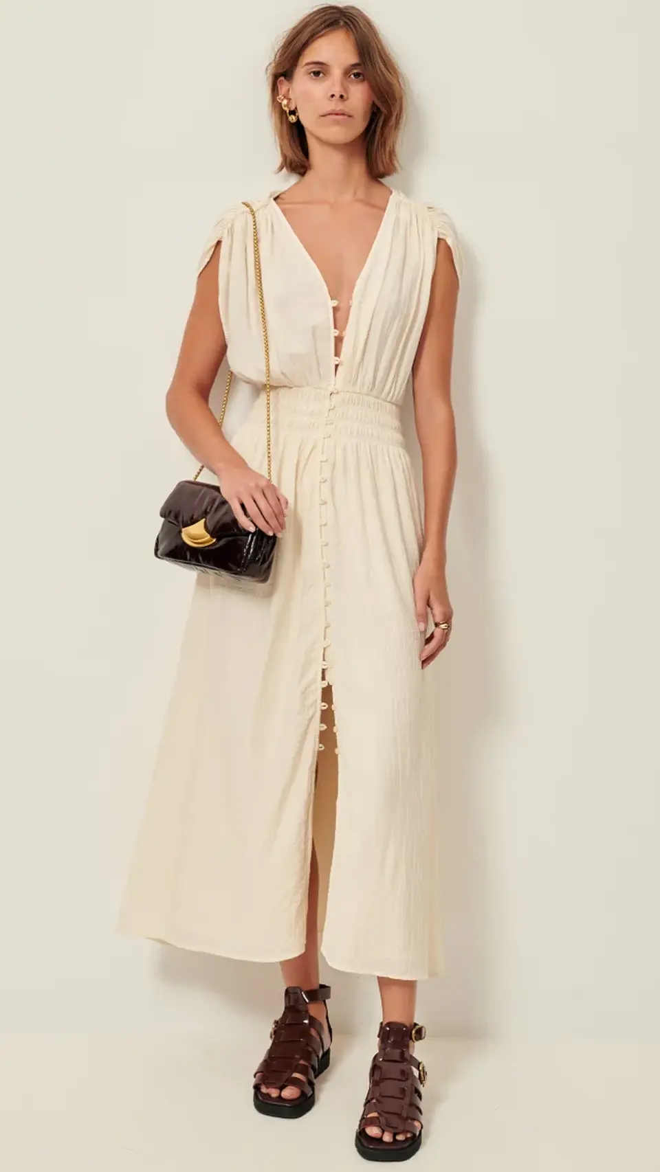 Vestido largo de viscosa Galiane con botones