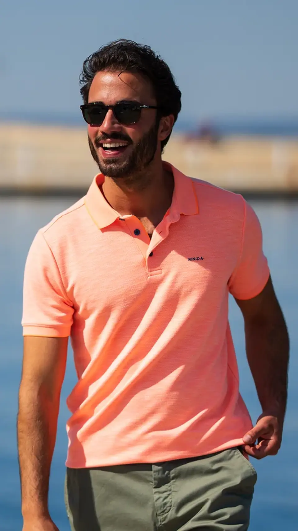 Polo de hombre en algodón flame de estilo sport