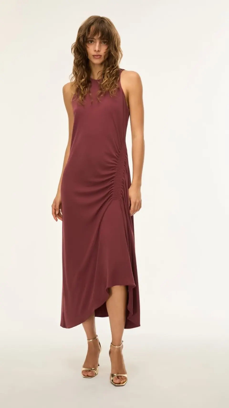 Vestido de fiesta de punto sin mangas iBlues con fruncido lateral