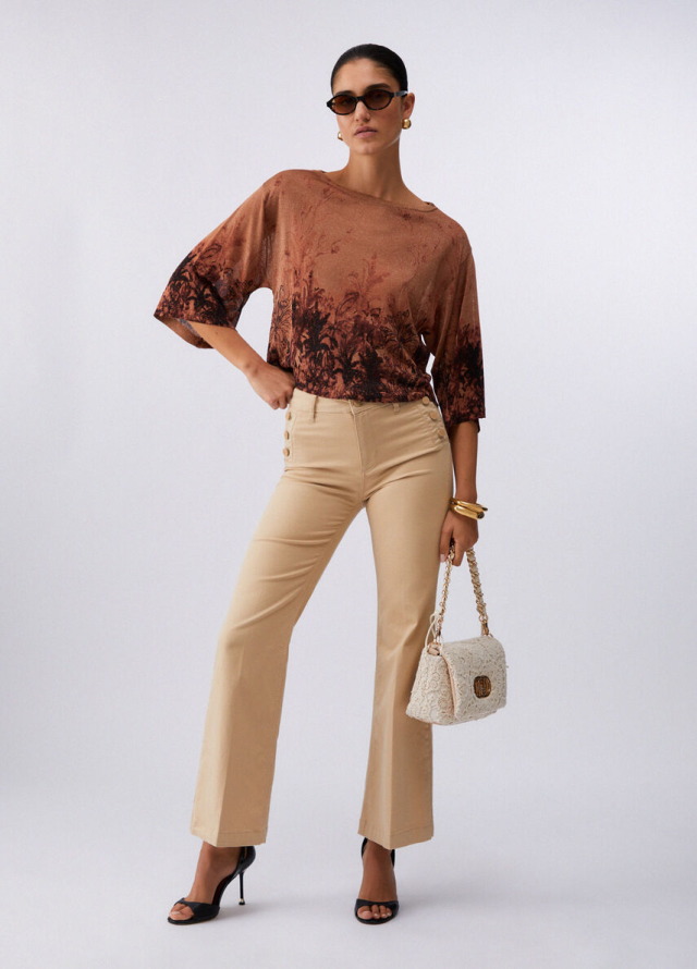 Pantalón ancho de mujer Liu Jo con botones laterales