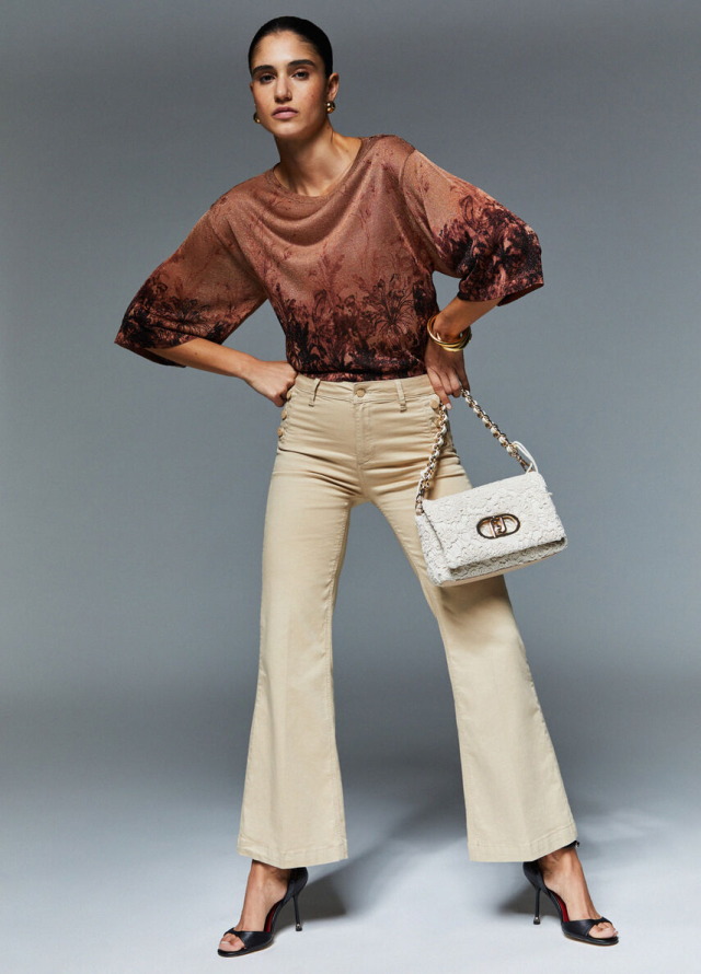 Pantalón ancho de mujer Liu Jo con botones laterales