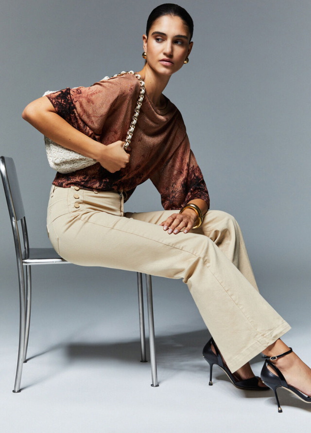Pantalón ancho de mujer Liu Jo con botones laterales