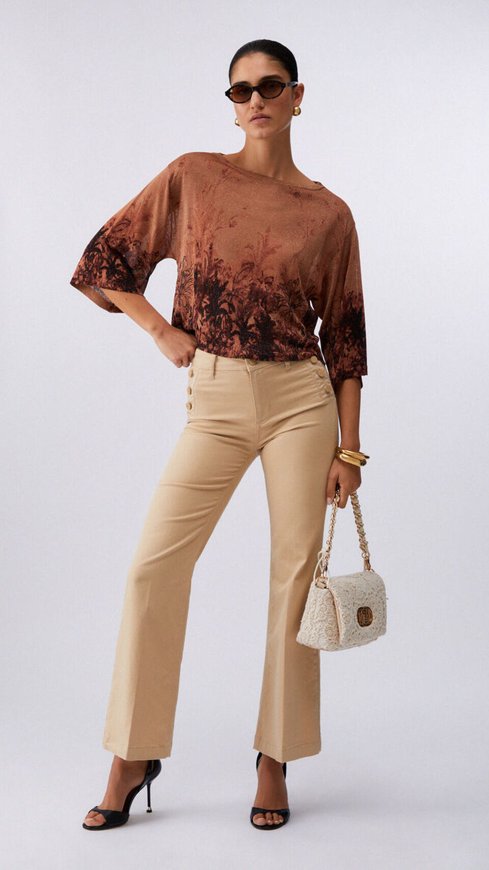 Pantalón ancho de mujer Liu Jo con botones laterales