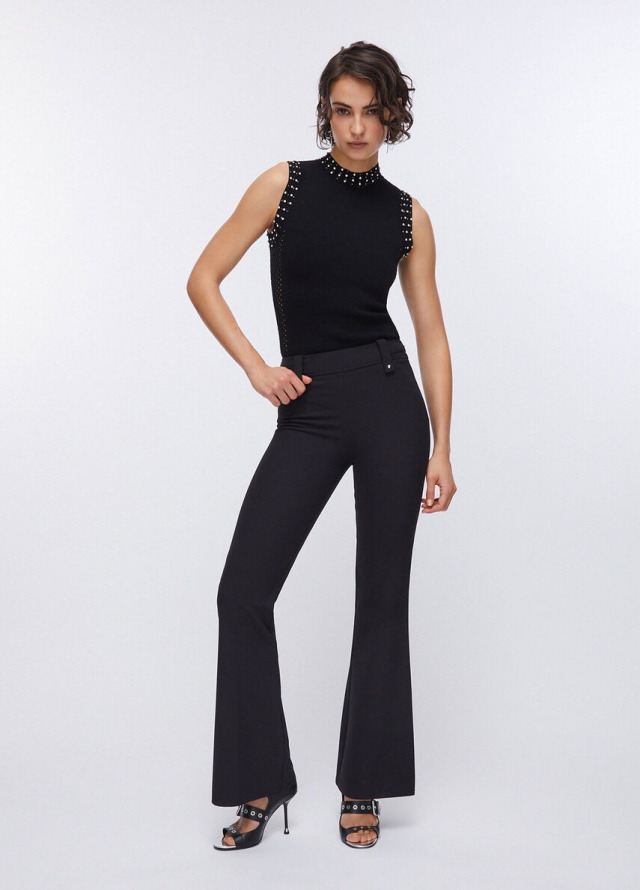 Pantalón de vestir acampanado en tejido crepe de Liu Jo