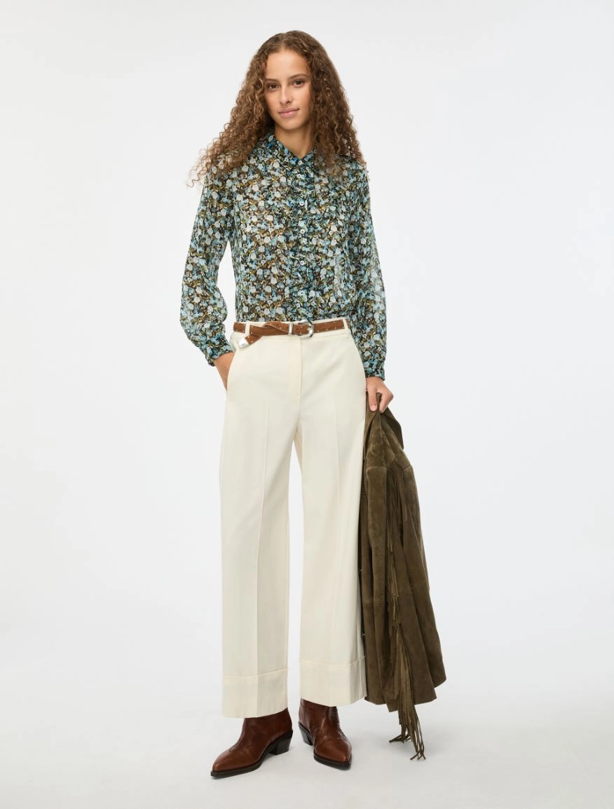 Pantalón ancho de piqué a rayas de vestir iBlues