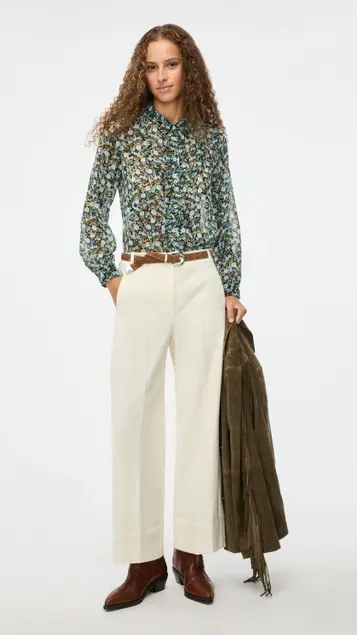 Pantalón ancho de piqué a rayas de vestir iBlues