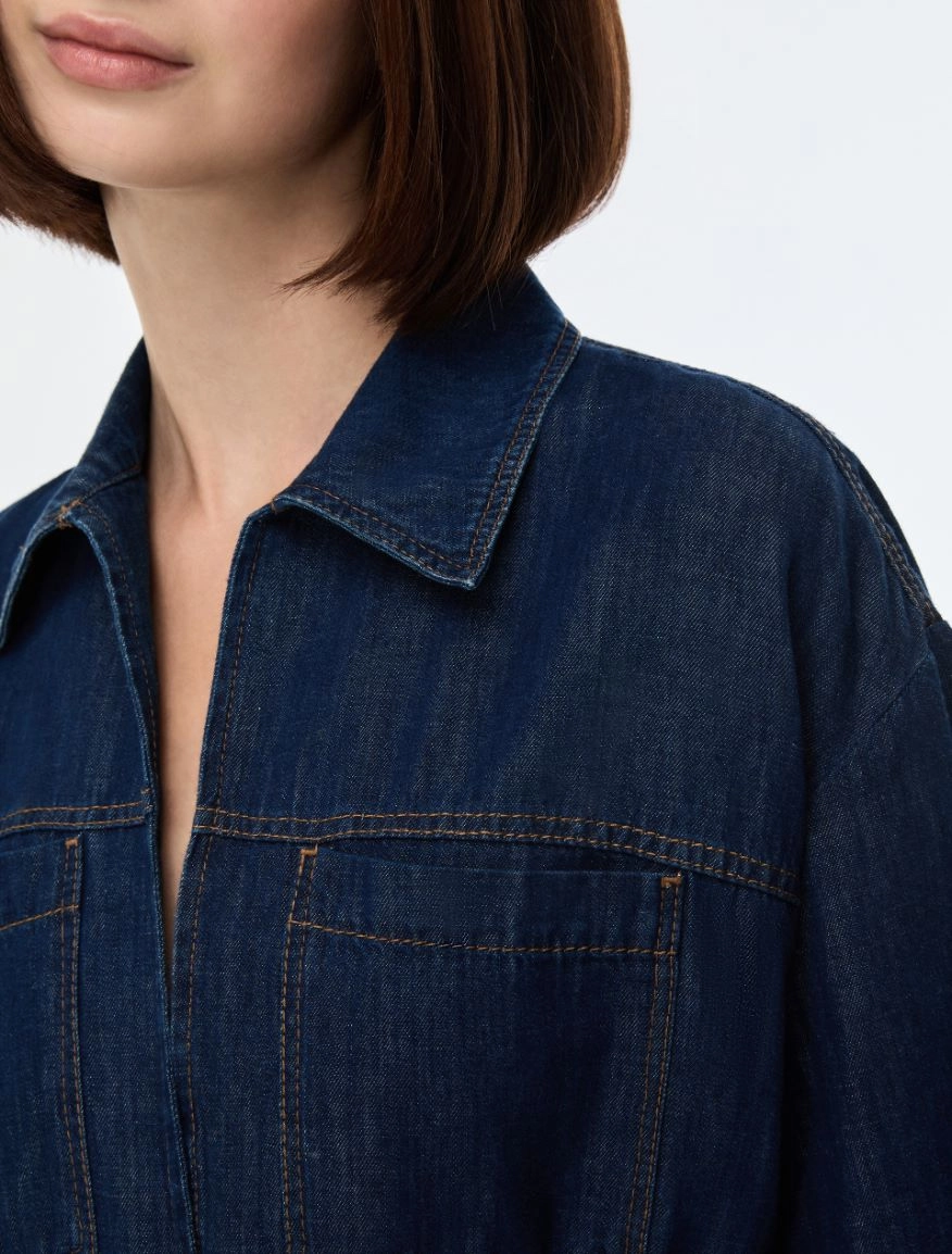 Blusa texana de manga corta con cintura fruncida iBlues