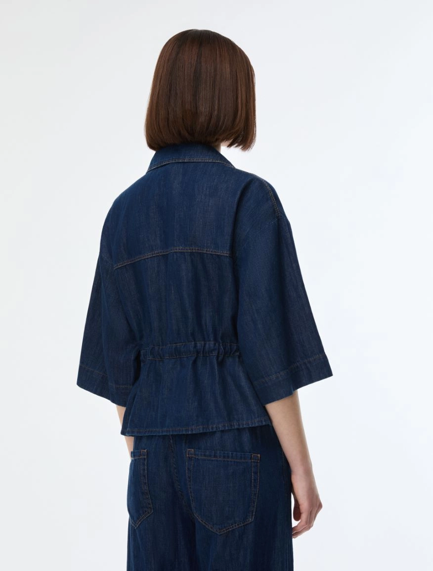 Blusa texana de manga corta con cintura fruncida iBlues