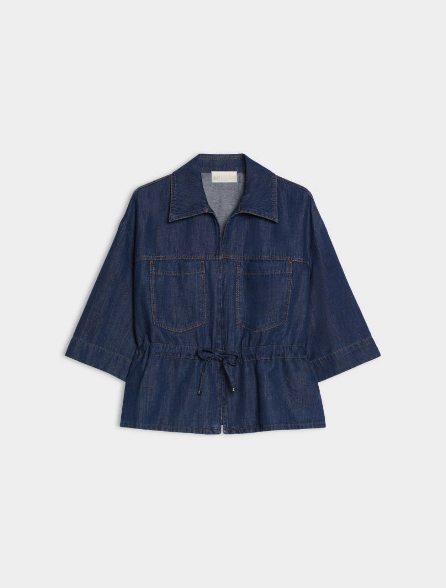 Blusa texana de manga corta con cintura fruncida iBlues