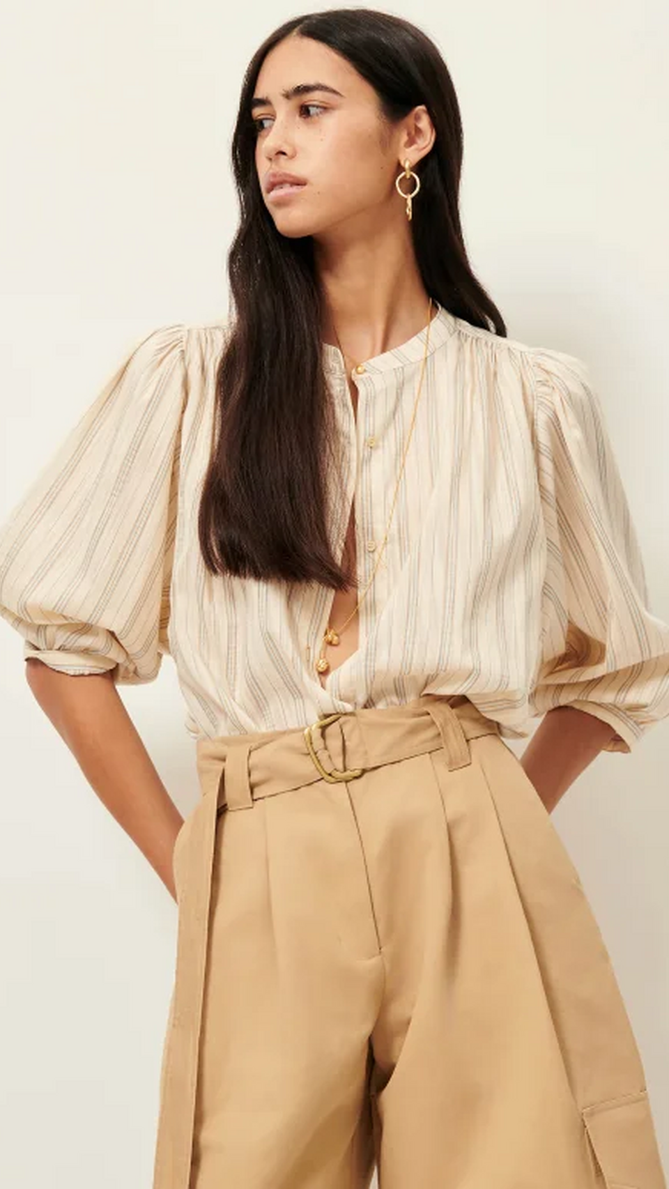 Blusa de rayas de corte amplio Sessùn con manga 3/4