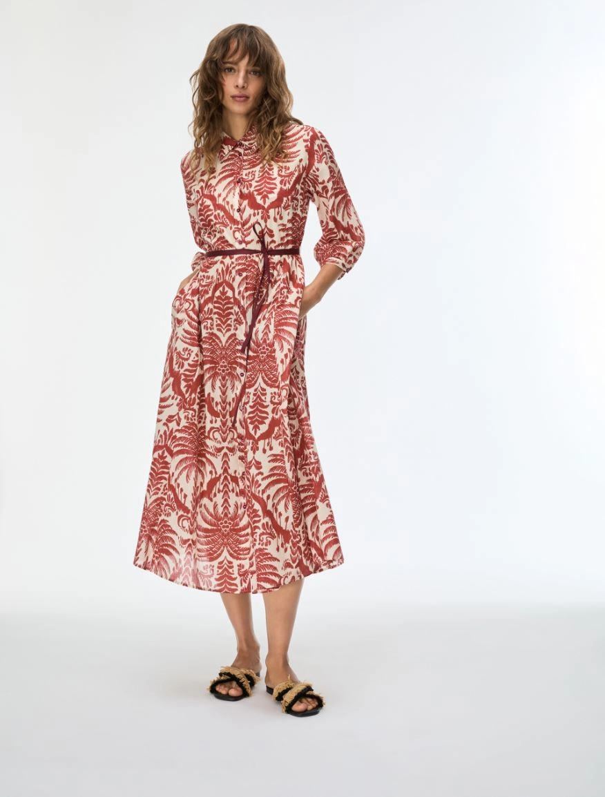 Vestido de algodón estampado iBlues con manga 3/4