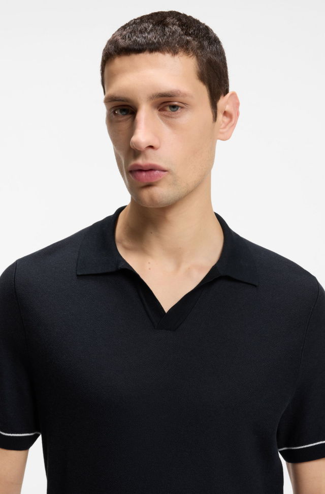 Polo de punto con cuello de pico y rayas Boss
