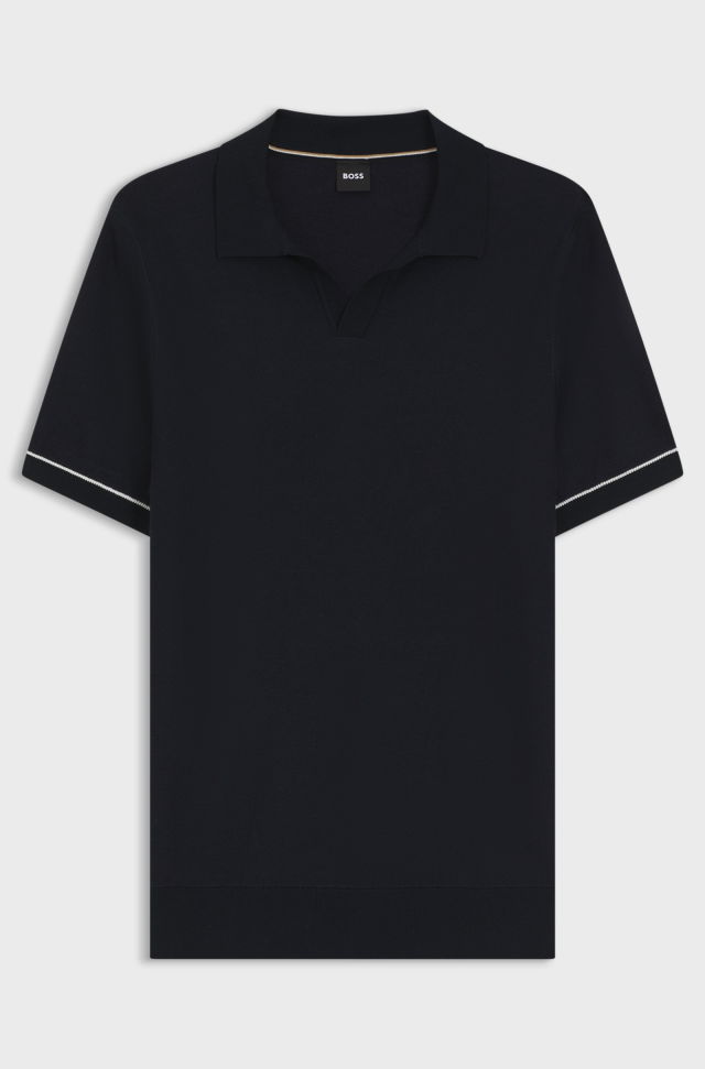 Polo de punto con cuello de pico y rayas Boss