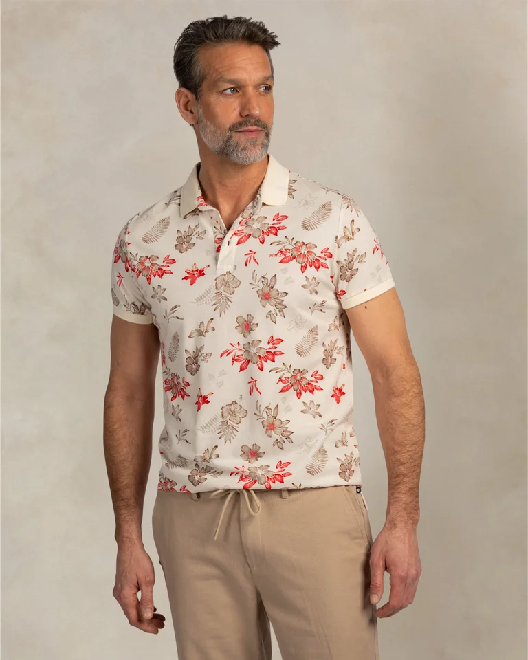 Polo con estampado de flores para hombre de estilo sport