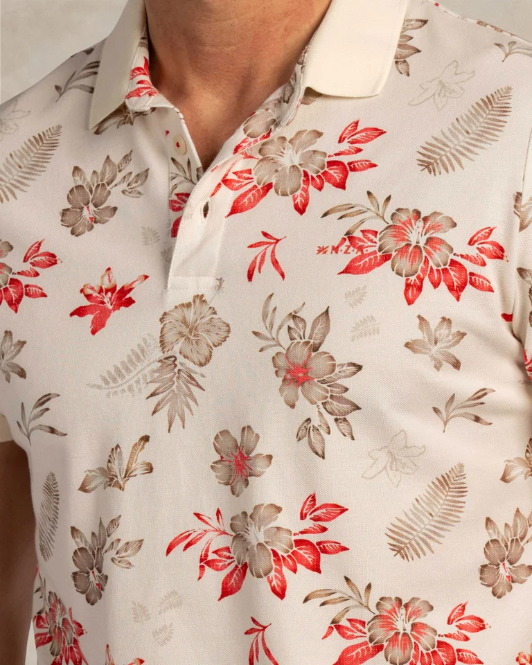 Polo con estampado de flores para hombre de estilo sport