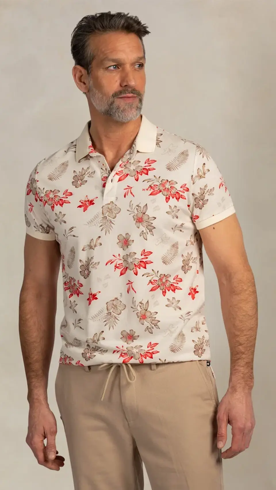 Polo con estampado de flores para hombre de estilo sport