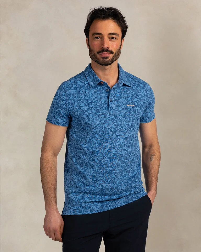 Polo de hombre sport con estampado de hojas
