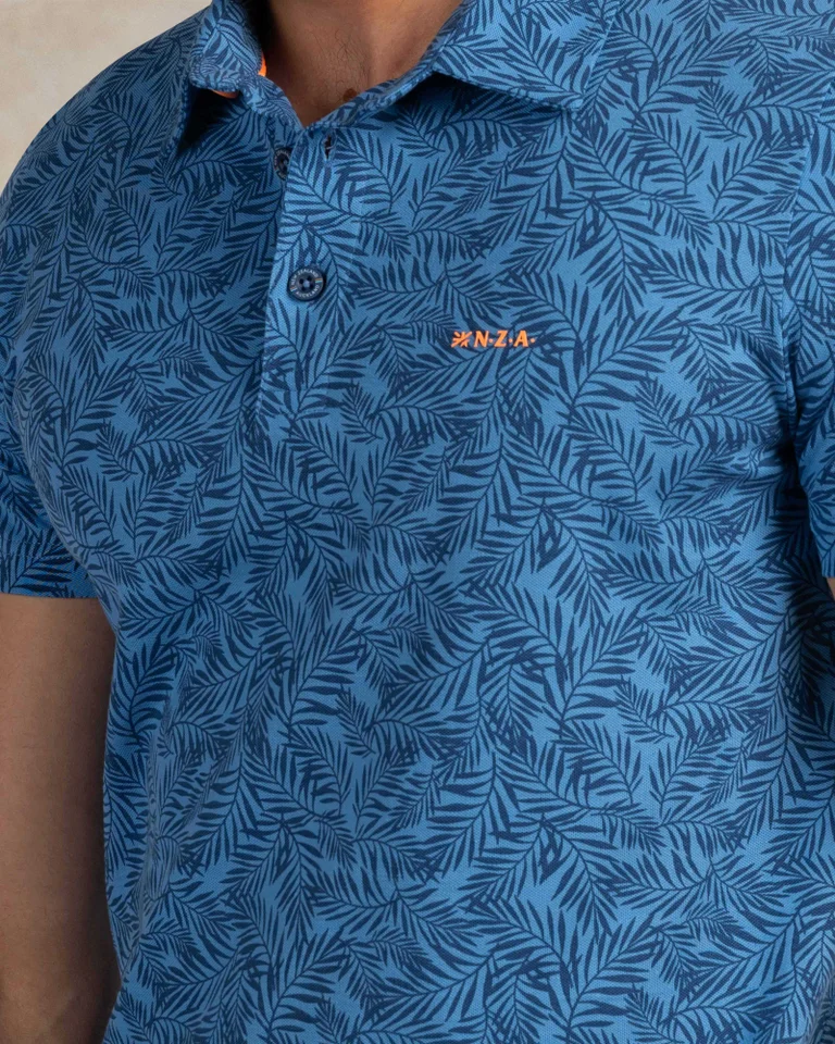 Polo de hombre sport con estampado de hojas