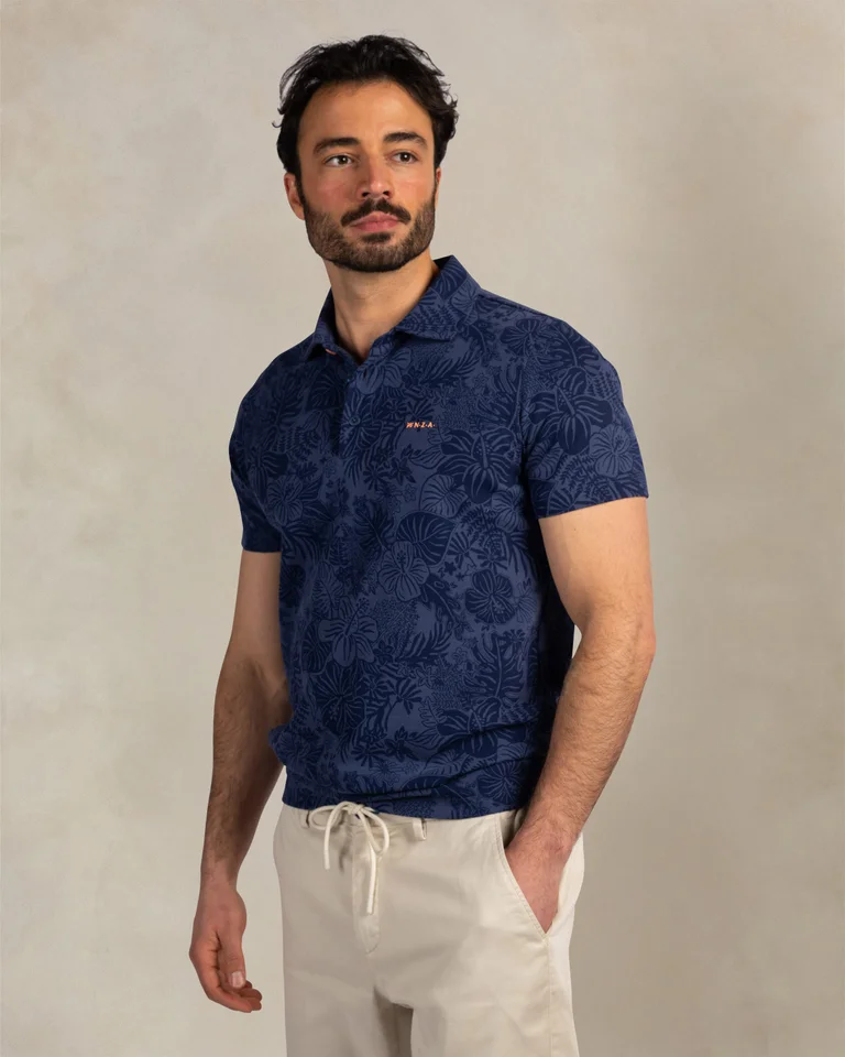 Polo de hombre con estampado de hojas y flores sport