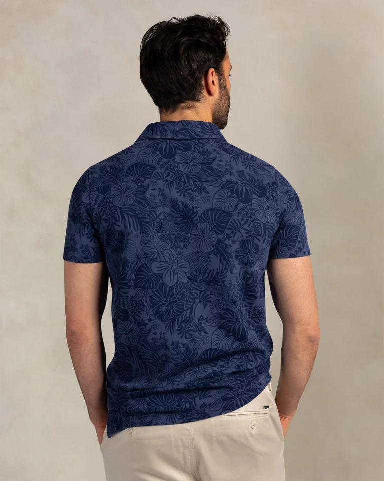 Polo de hombre con estampado de hojas y flores sport