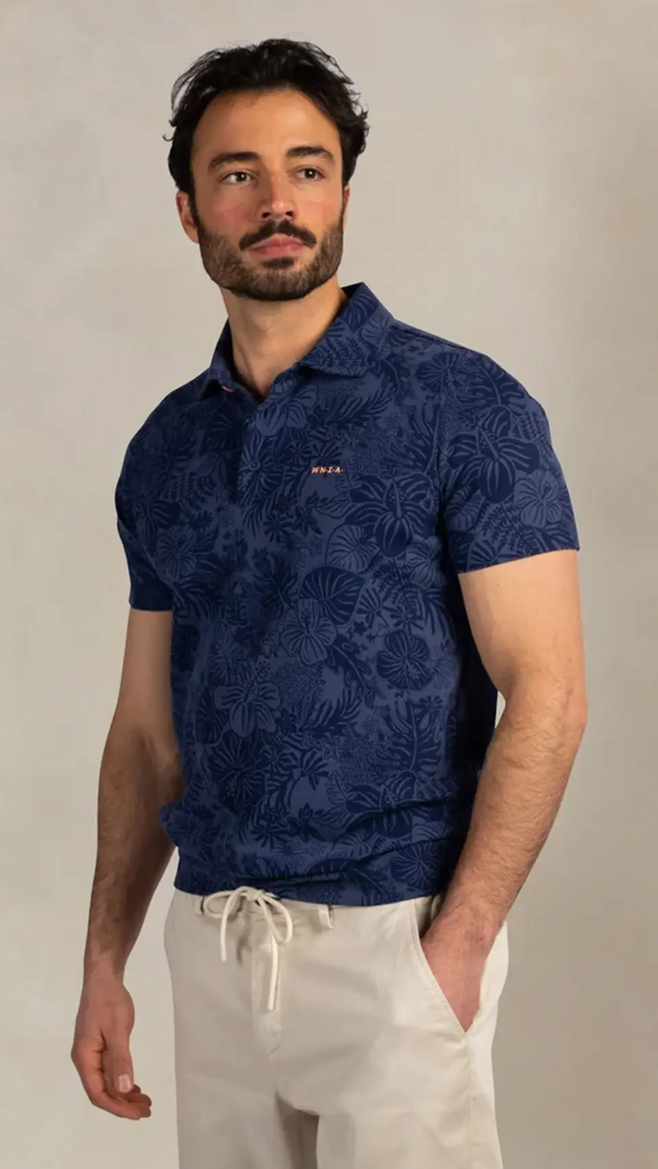 Polo de hombre con estampado de hojas y flores sport