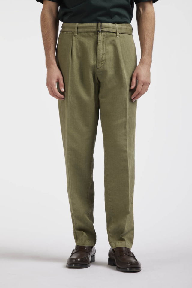Pantalón de algodón con dibujo de espiga Frank