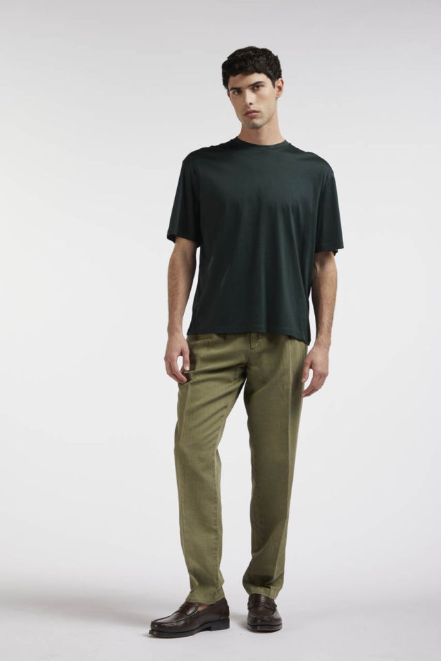 Pantalón de algodón con dibujo de espiga Frank