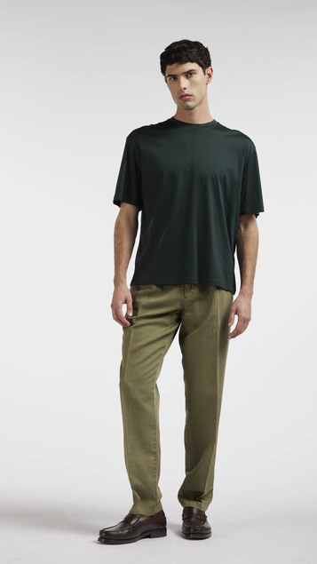 Pantalón de algodón con dibujo de espiga Frank