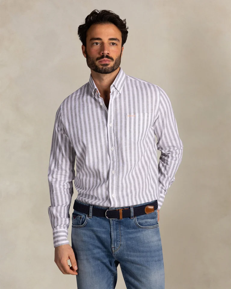Camisa de rayas de estilo sport para hombre
