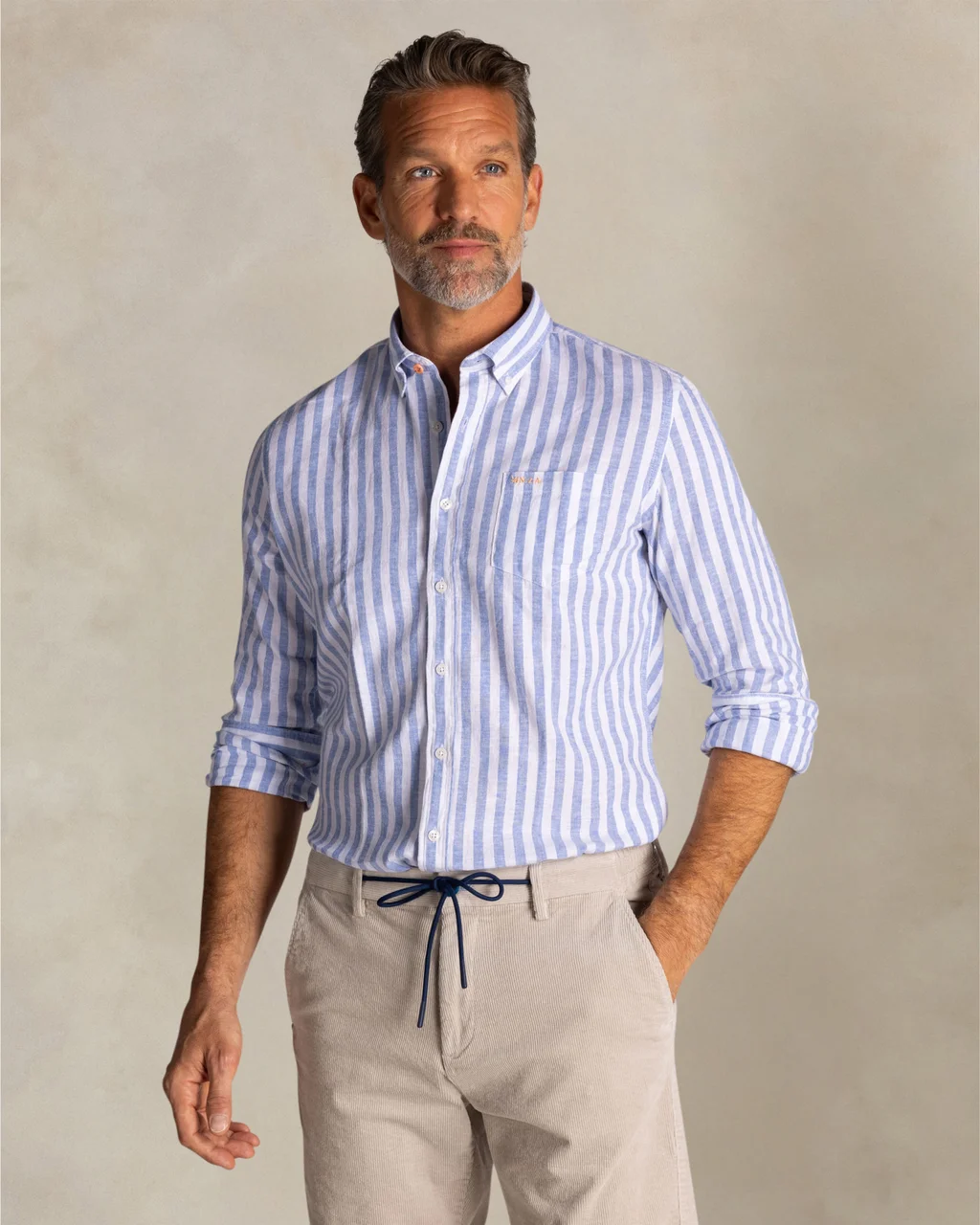 Camisa de rayas de estilo sport para hombre