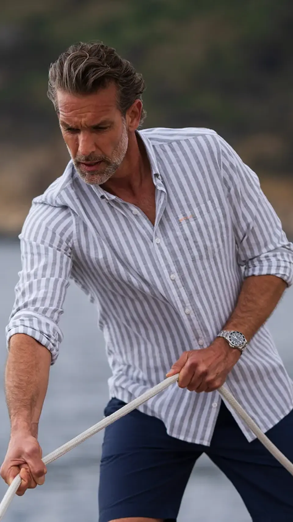 Camisa de rayas de estilo sport para hombre