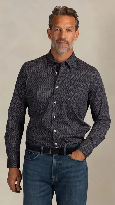 Camisa de manga larga estampada de algodón NZA