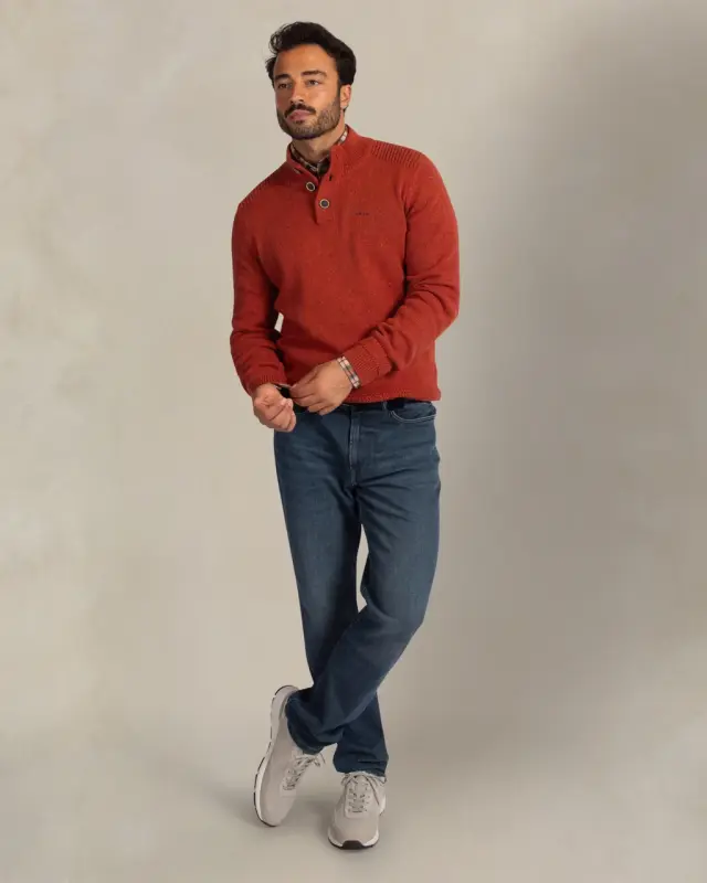 Jersey sport de hombre NZA con cuello de cremallera y botones