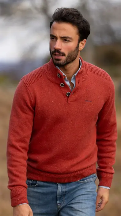 Jersey sport de hombre NZA con cuello de cremallera y botones
