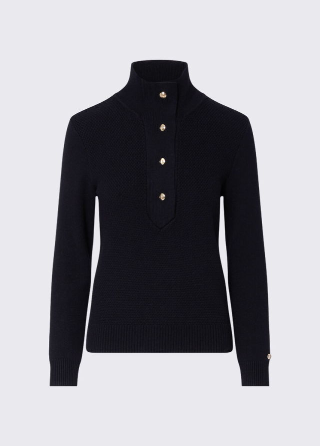 Jersey de punto con cuello desbocado y botón de Liu Jo