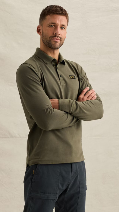 Polo de manga larga liso PME Legend para hombre