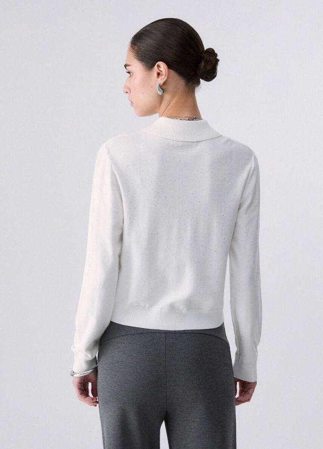 Cardigan de punto con cuello polo y strass de la marca Liu Jo