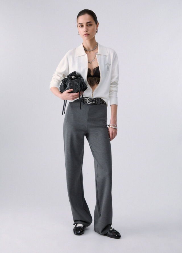 Cardigan de punto con cuello polo y strass de la marca Liu Jo