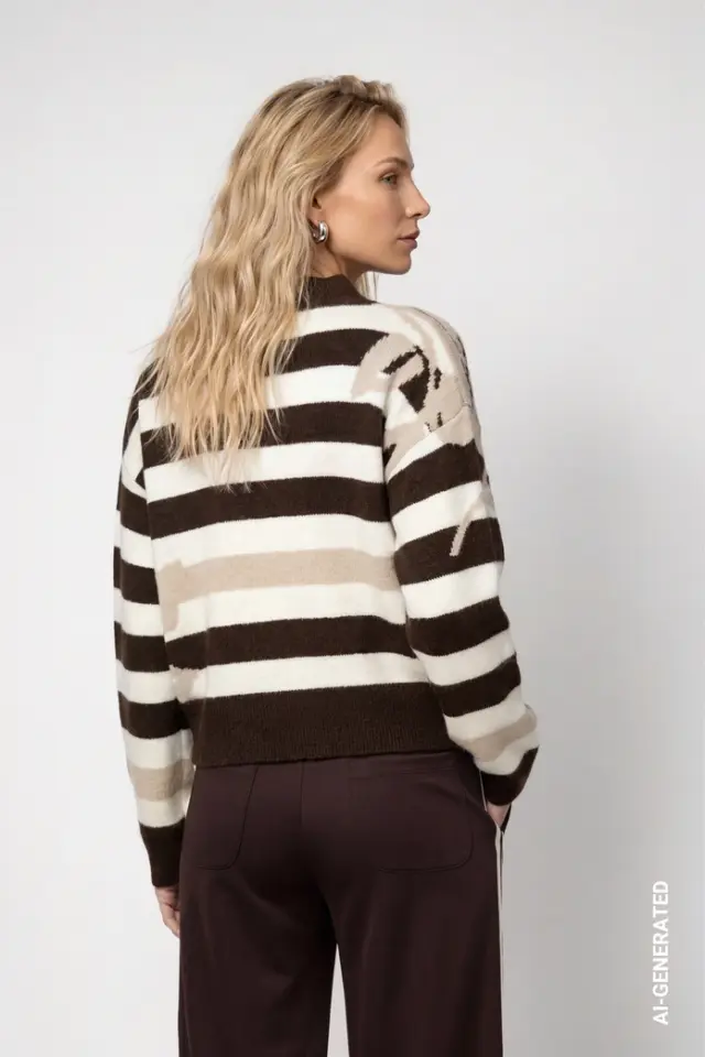Jersey de punto con estampado de rayas y flores Monari