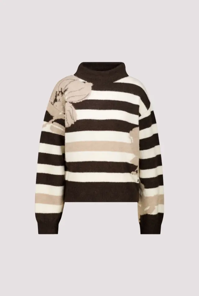 Jersey de punto con estampado de rayas y flores Monari