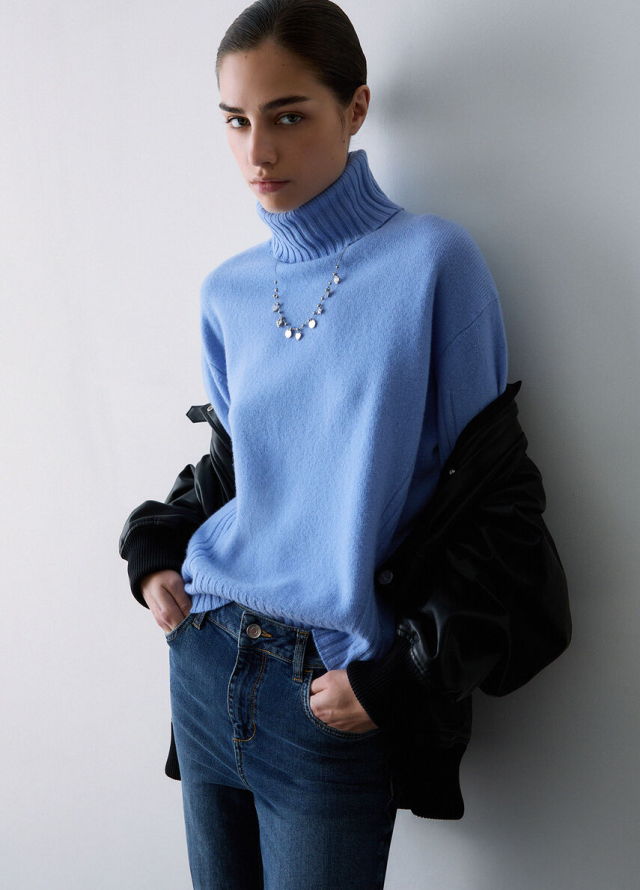 Jersey de cuello cisne básico para mujer marca Liu Jo