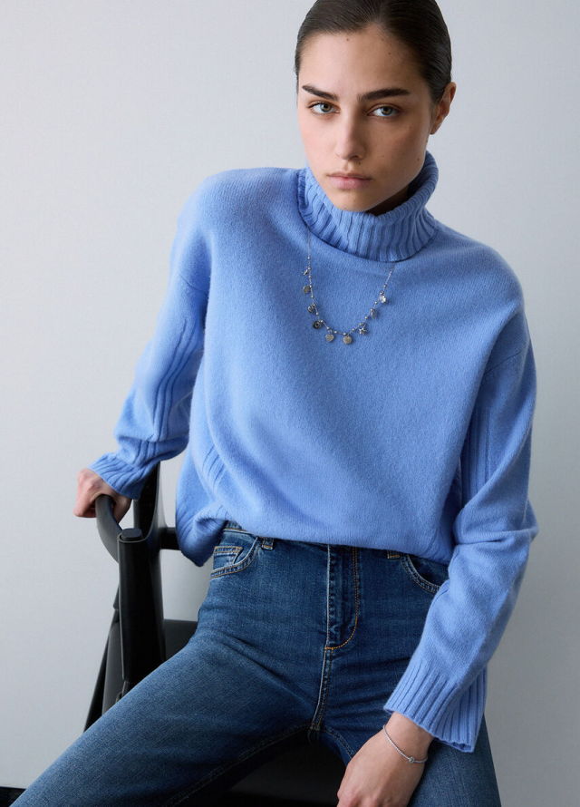 Jersey de cuello cisne básico para mujer marca Liu Jo