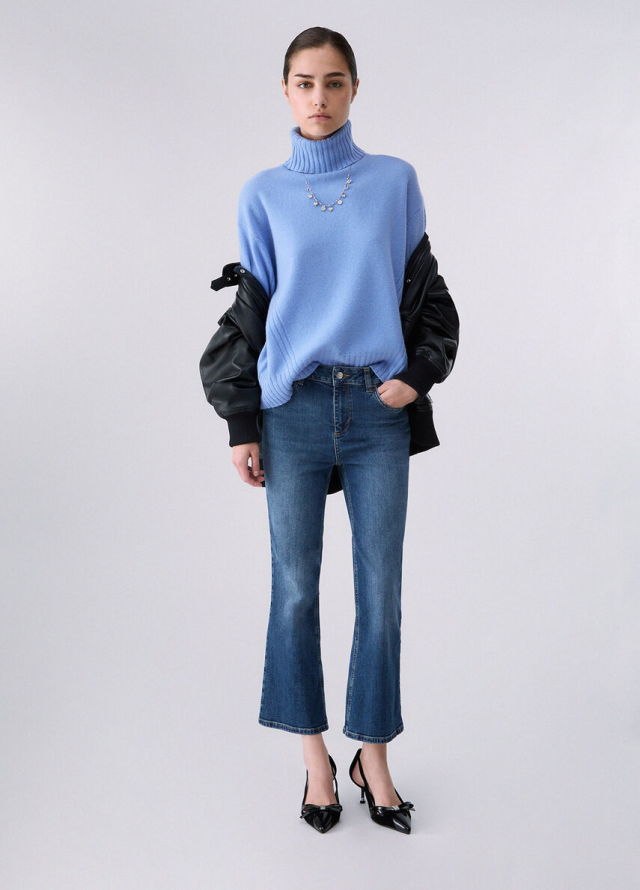 Jersey de cuello cisne básico para mujer marca Liu Jo
